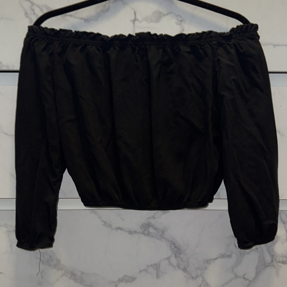 Brandy Melville Women's Black Blouse half the shoulder one size